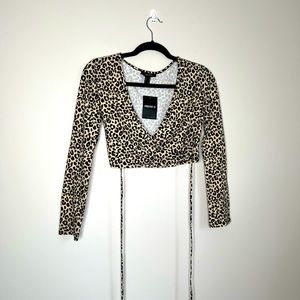 NWT- Leopard Wraparound Crop Top